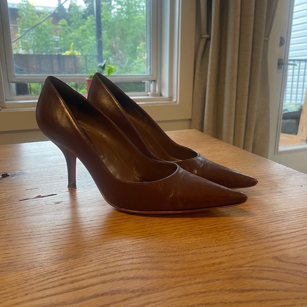 Sergio Rossi cinnamon brown pointed toe heels Sz 7.5